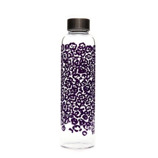 Drickflaska i glas 500ml Lila blommor